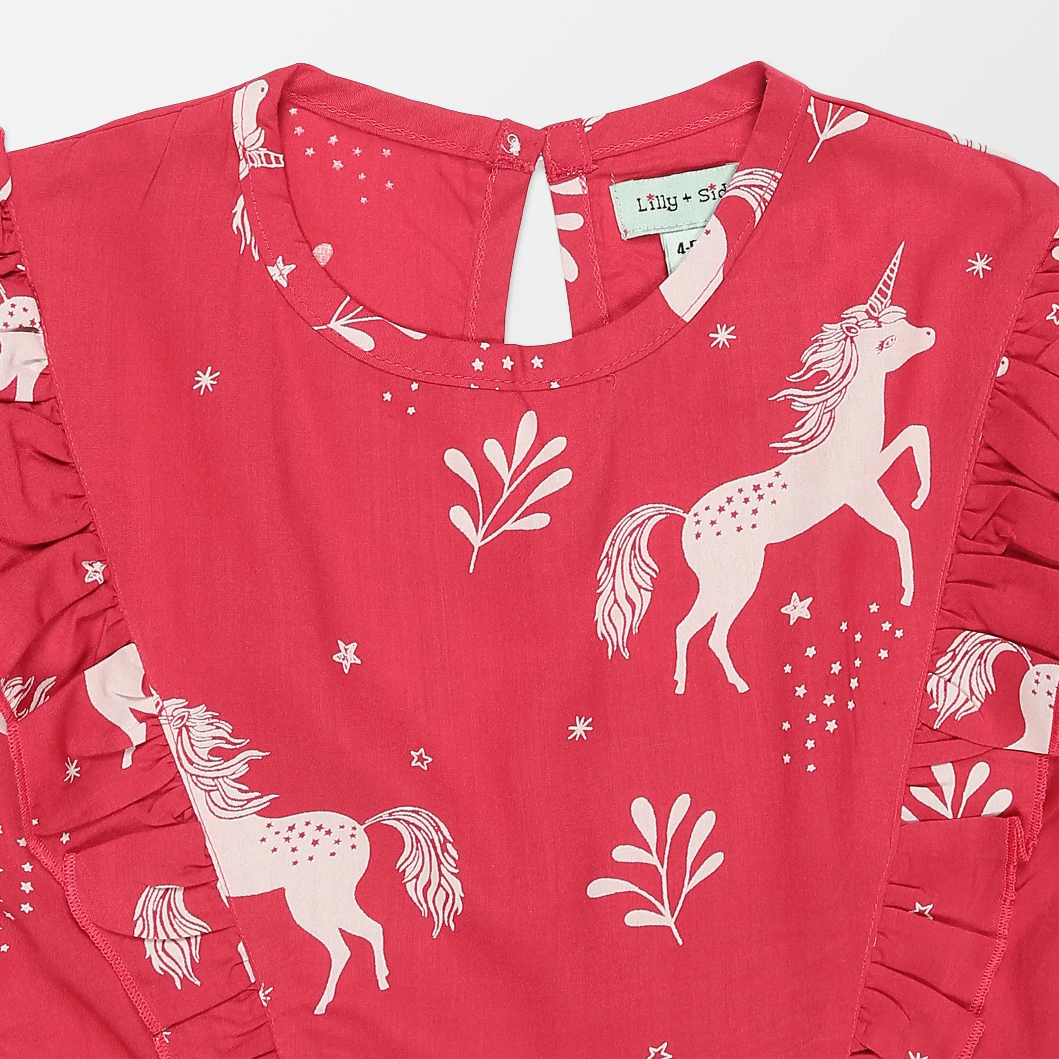 Red Unicorn Print Dress