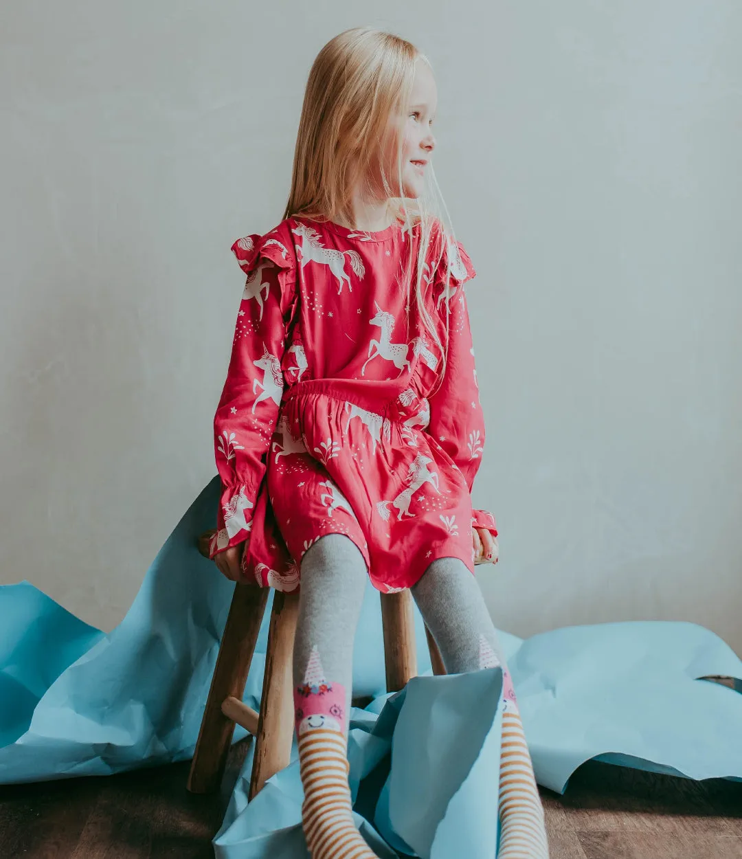 Red Unicorn Print Dress