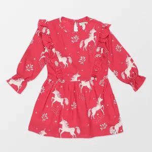 Red Unicorn Print Dress