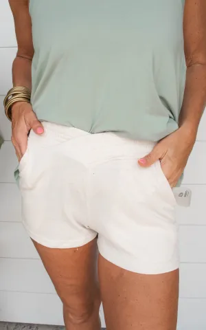 Ribbed Crossover Waist Lounge Shorts | MONO B - FINAL SALE
