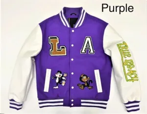 Robert Phillipe Mens Varsity Jacket (Purple)