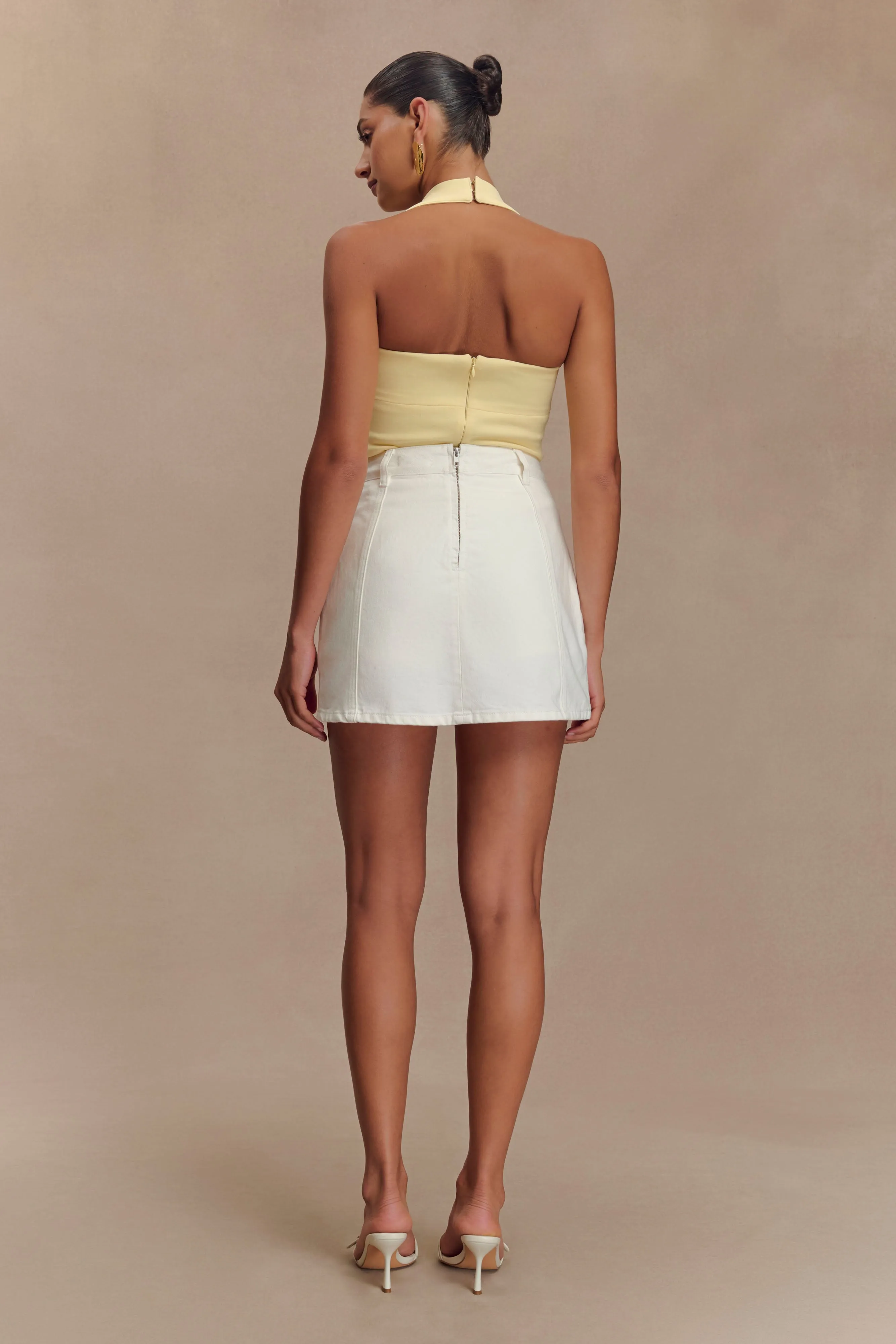 Rosalyn Mini Denim Skort - White