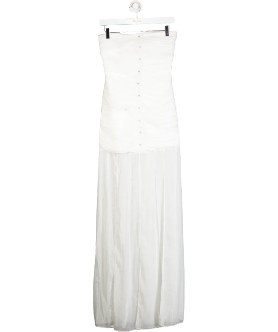 Rotate Birger Christensen White Leia Strapless Maxi Dress UK 8