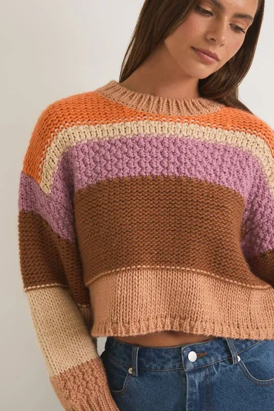 Round Neck Crop Sweater Top