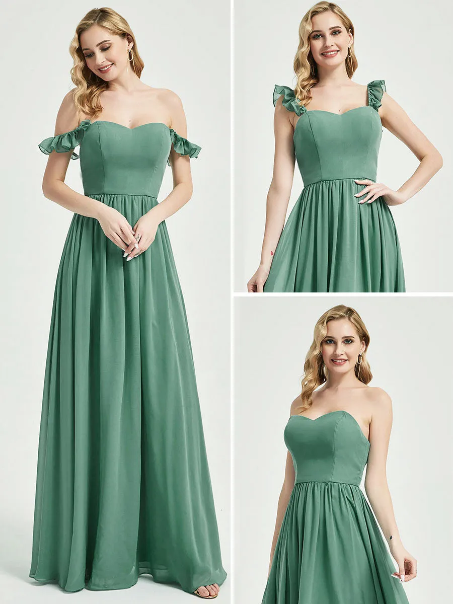 Royal Purple 3 In 1 Convertible Chiffon Floor Length Bridesmaid Dress