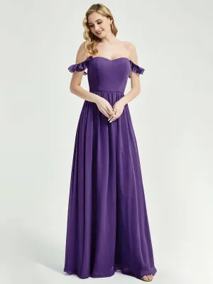 Royal Purple 3 In 1 Convertible Chiffon Floor Length Bridesmaid Dress