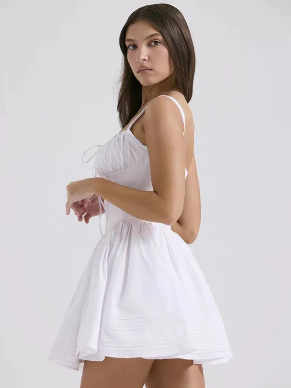 Ruched Bust Mini Dress with Fitted Bodice and Flared Skirt