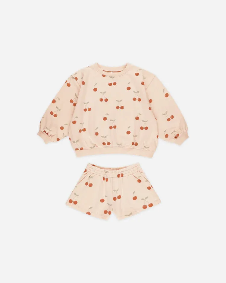 Rylee & Cru Summer Terry Set Cherries