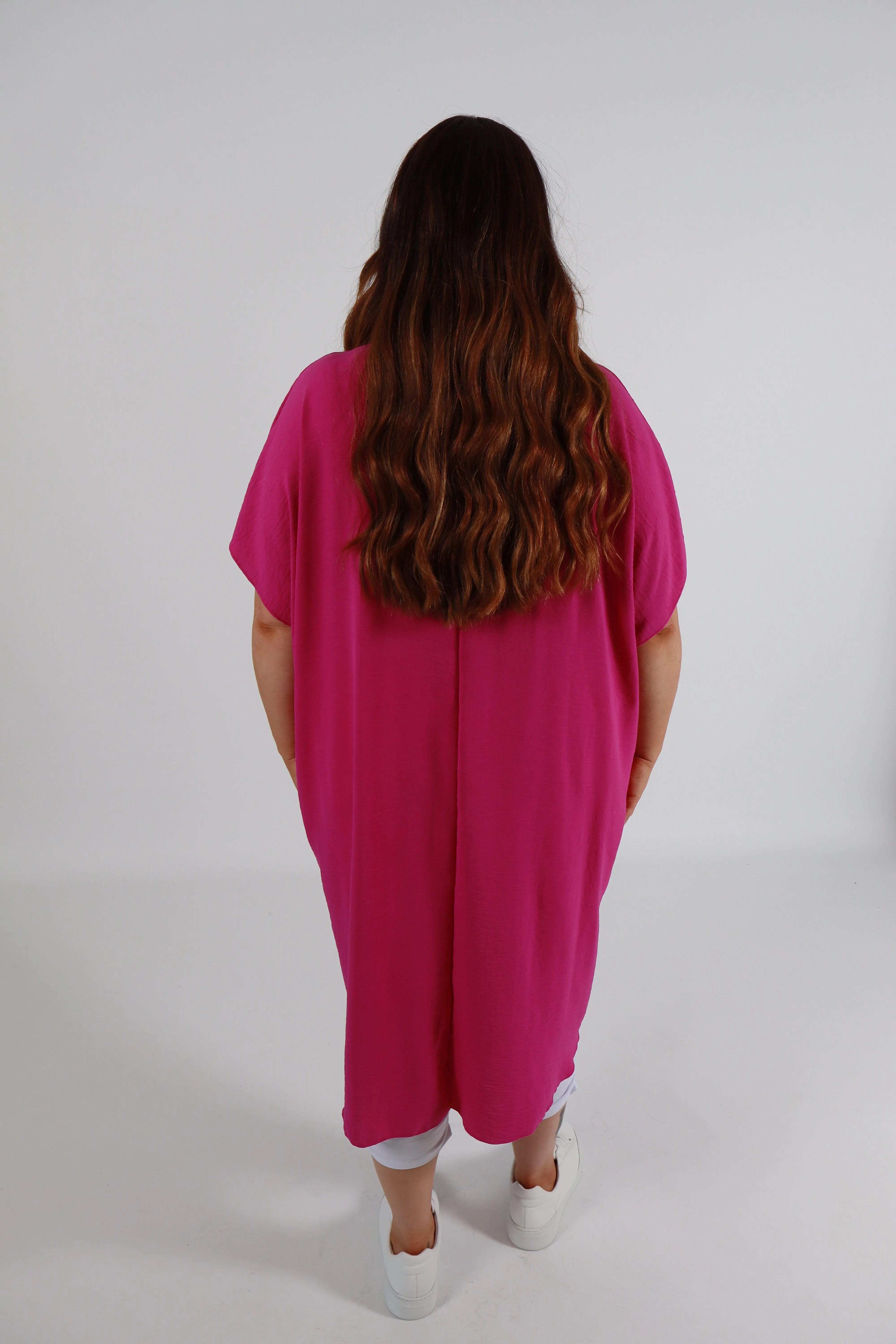 Sadhbh Pleated Oversized Tunic in Magenta