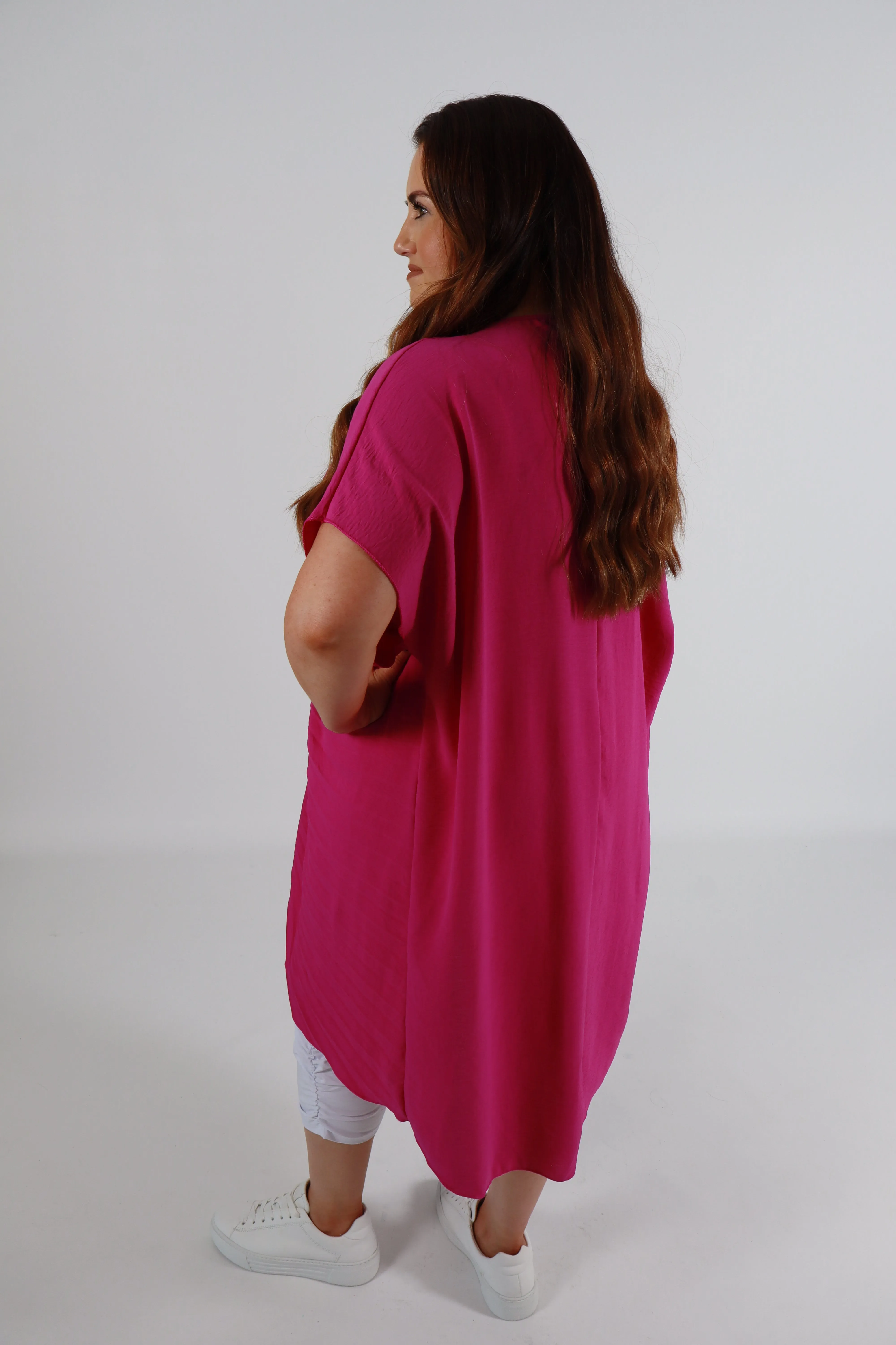 Sadhbh Pleated Oversized Tunic in Magenta