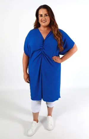 Sadhbh Pleated Oversized Tunic in Royal Blue
