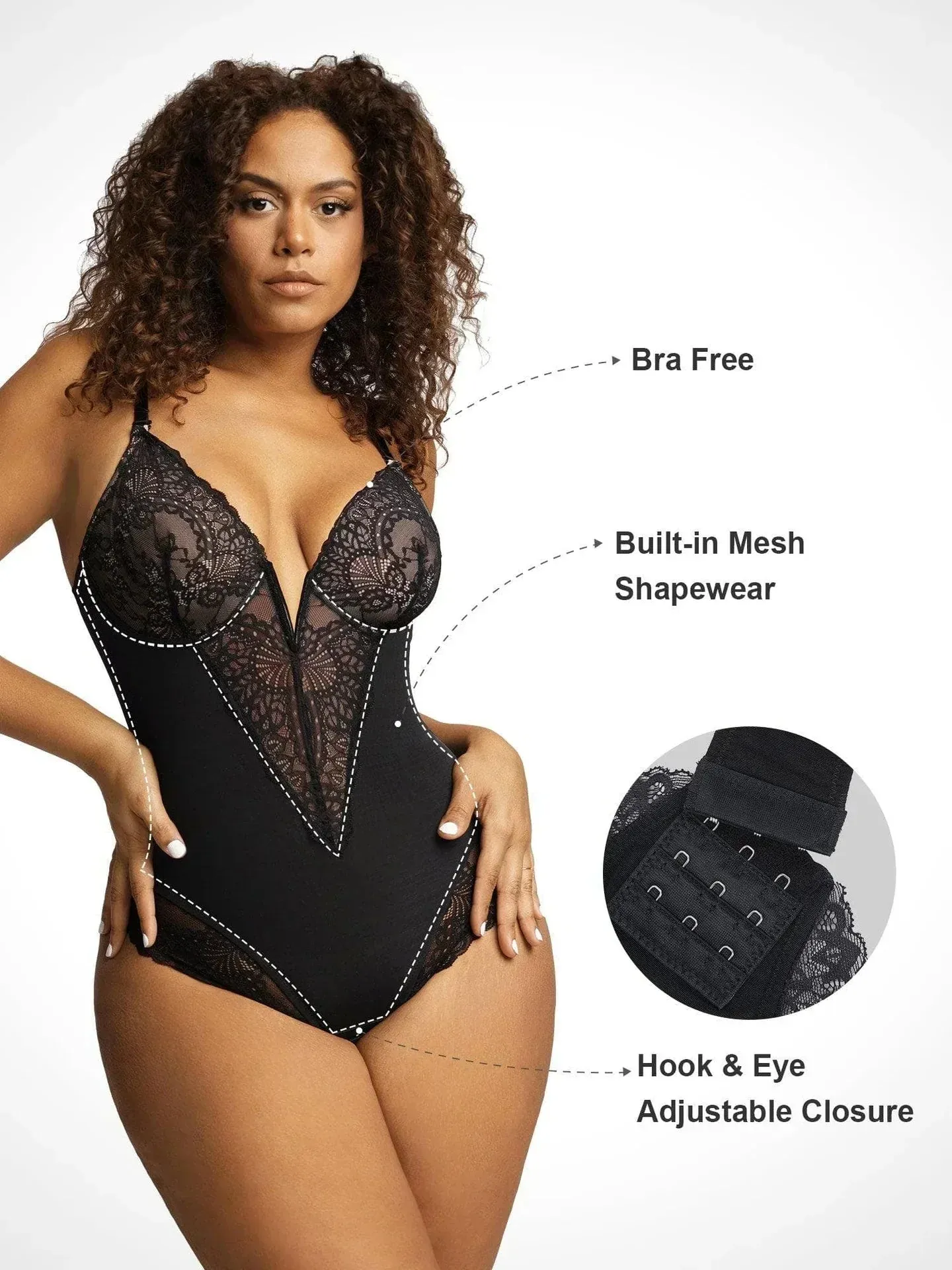 Sara | SHAPEWEAR BODYSUIT WITH LOW V-NECKLINE