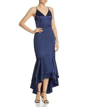 Satin Asymmetrical Flounce Dress