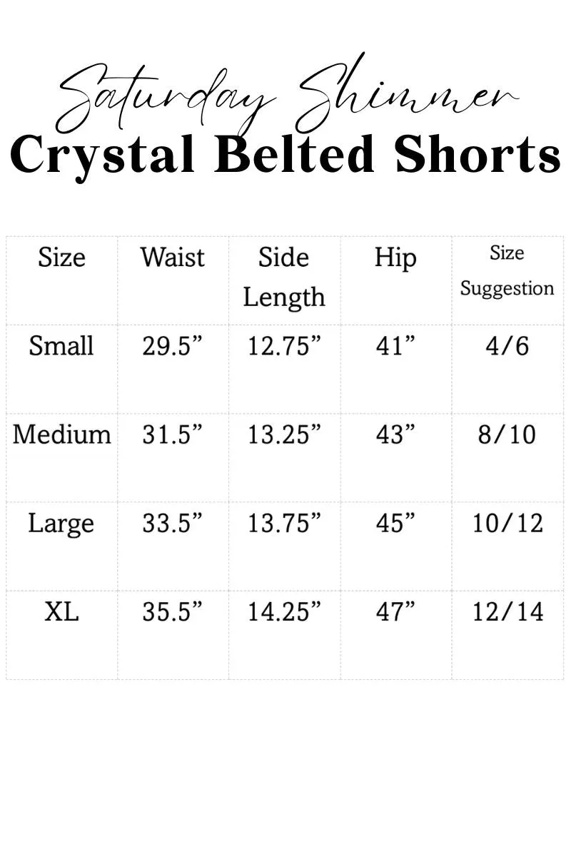 Saturday Shimmer Orange Crystal Belted Shorts