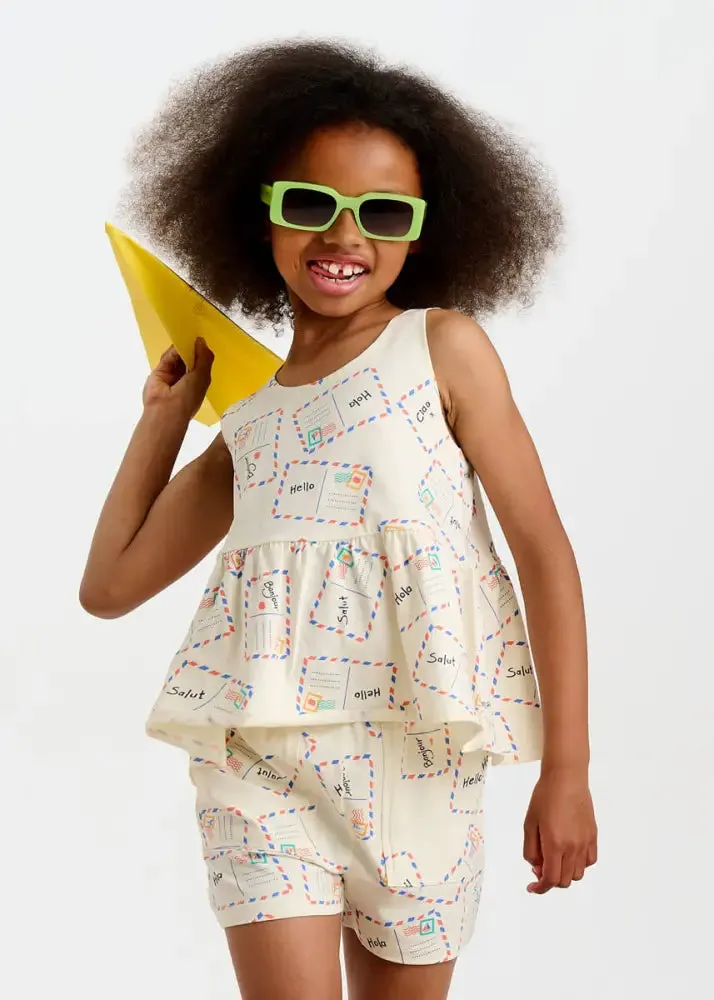 Scoops - Postcard Jersey Baby & Kids Frill Swing Top