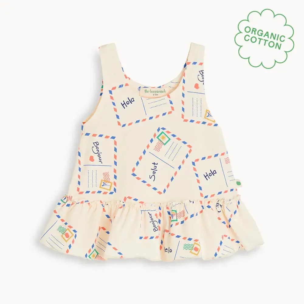 Scoops - Postcard Jersey Baby & Kids Frill Swing Top