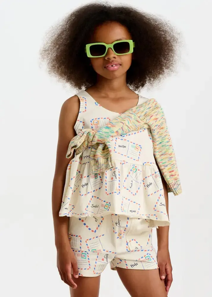Scoops - Postcard Jersey Baby & Kids Frill Swing Top