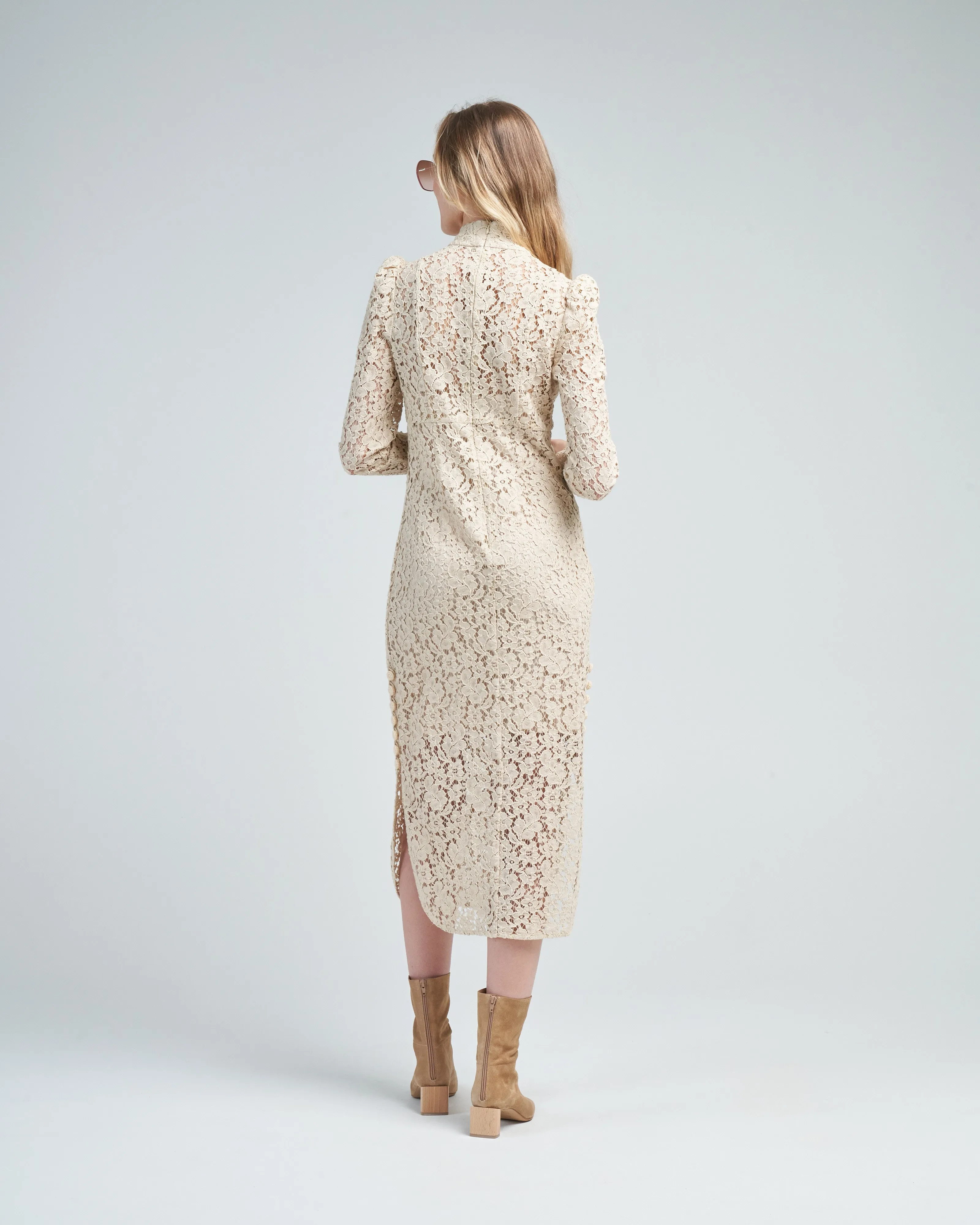 sensory lace midi dress