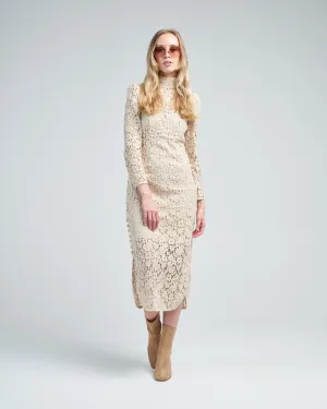 sensory lace midi dress