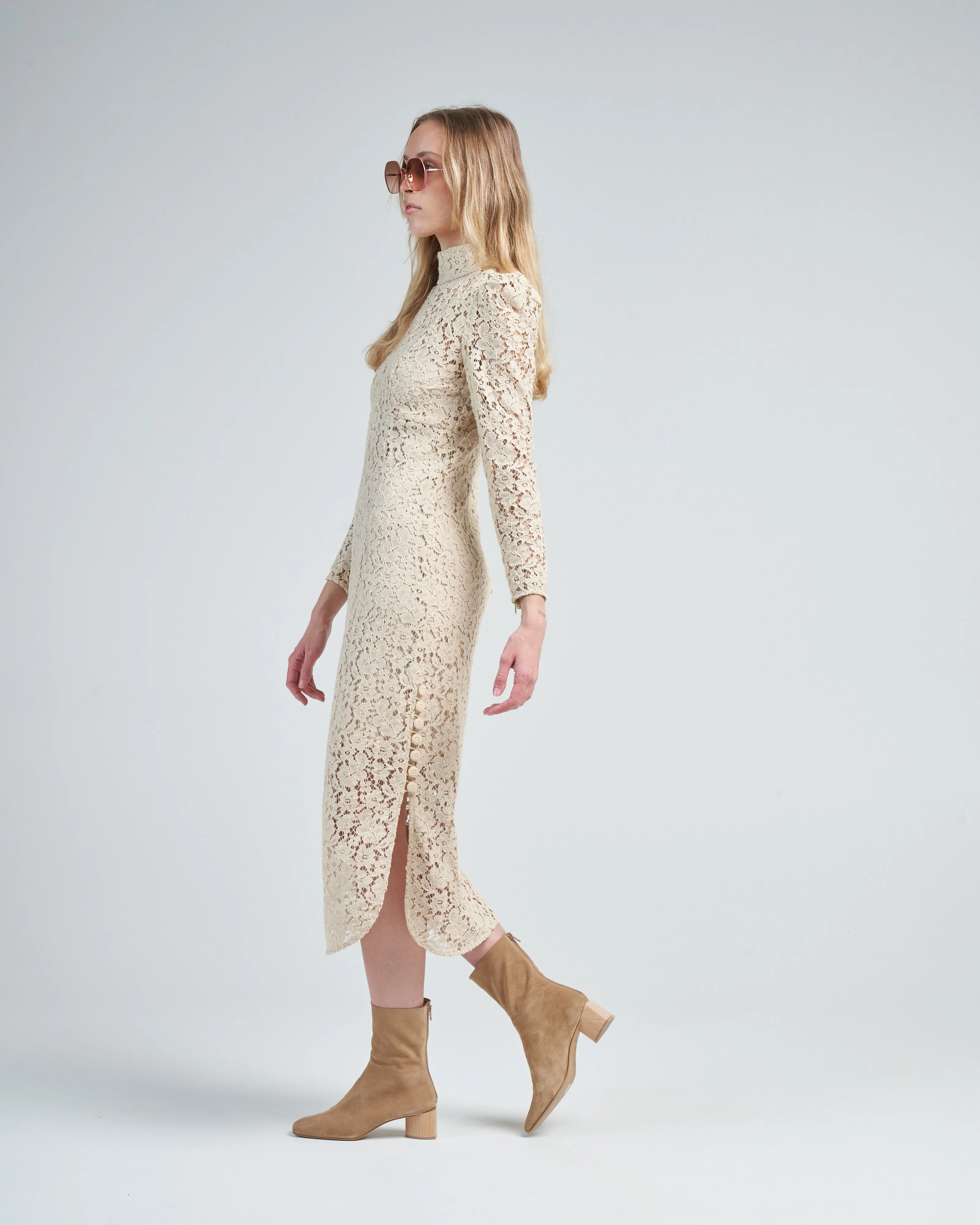 sensory lace midi dress