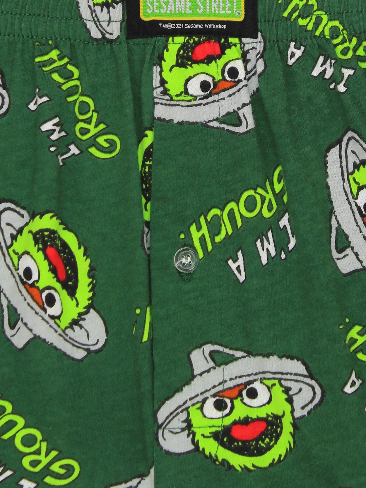 Sesame Street Oscar the Grouch Button Fly Boxer Shorts