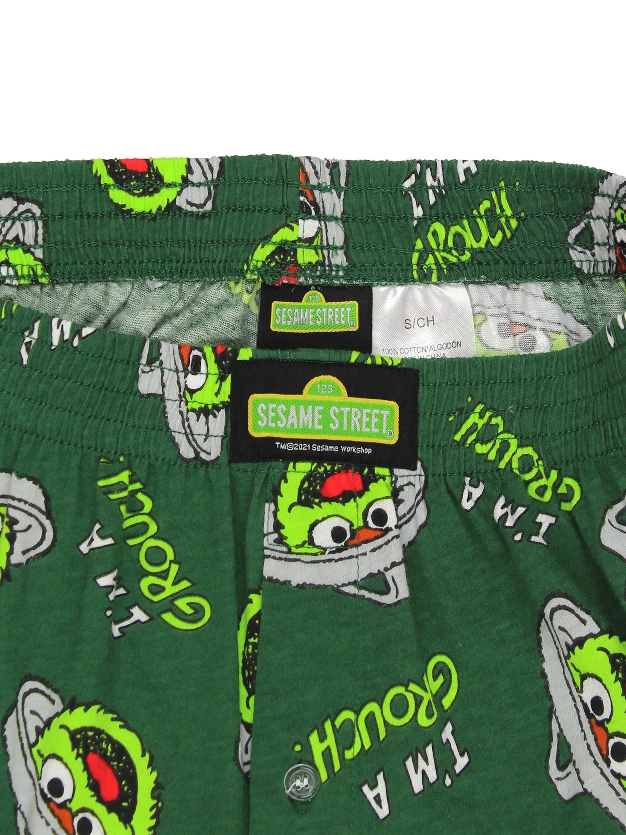 Sesame Street Oscar the Grouch Button Fly Boxer Shorts