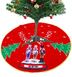 SESONBY 48" Christmas Tree Skirt Rustic Tree Skirt Ornaments Reindeer Xmas Tree Skirt Mat with Santa Snowman Deer Pattern for Decorations Holiday Party Indoor Outdoor