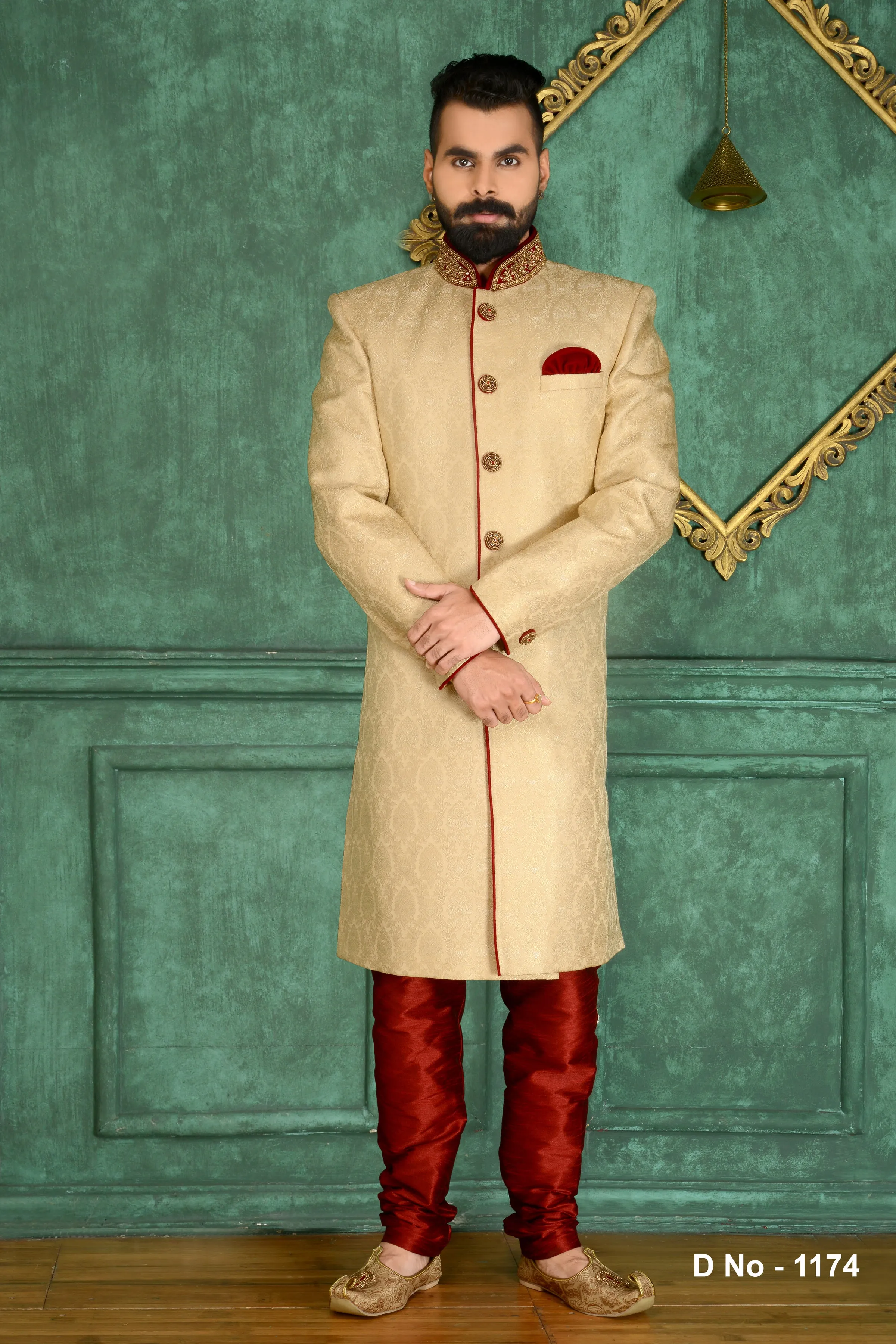 Sherwani (Custom Tailored) - (D.No.-1174-A)