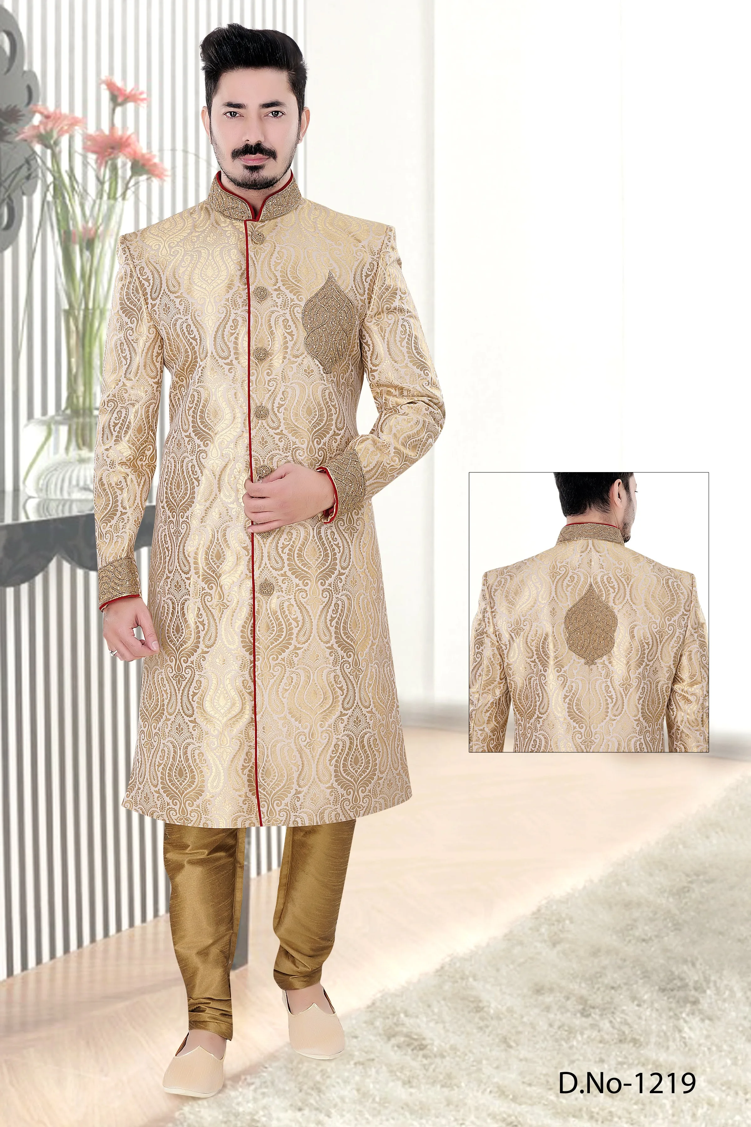 Sherwani (Custom Tailored) - (D.No.-1219)