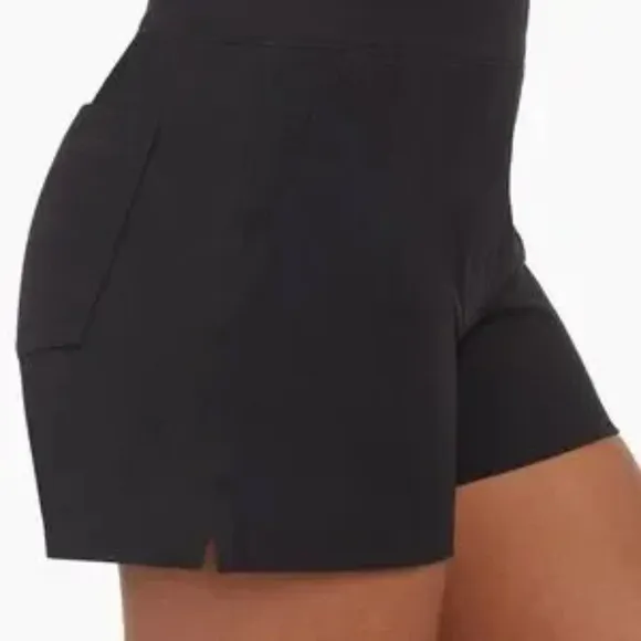 Spanx Polished Stretch Cotton Shorts size Medium Black
