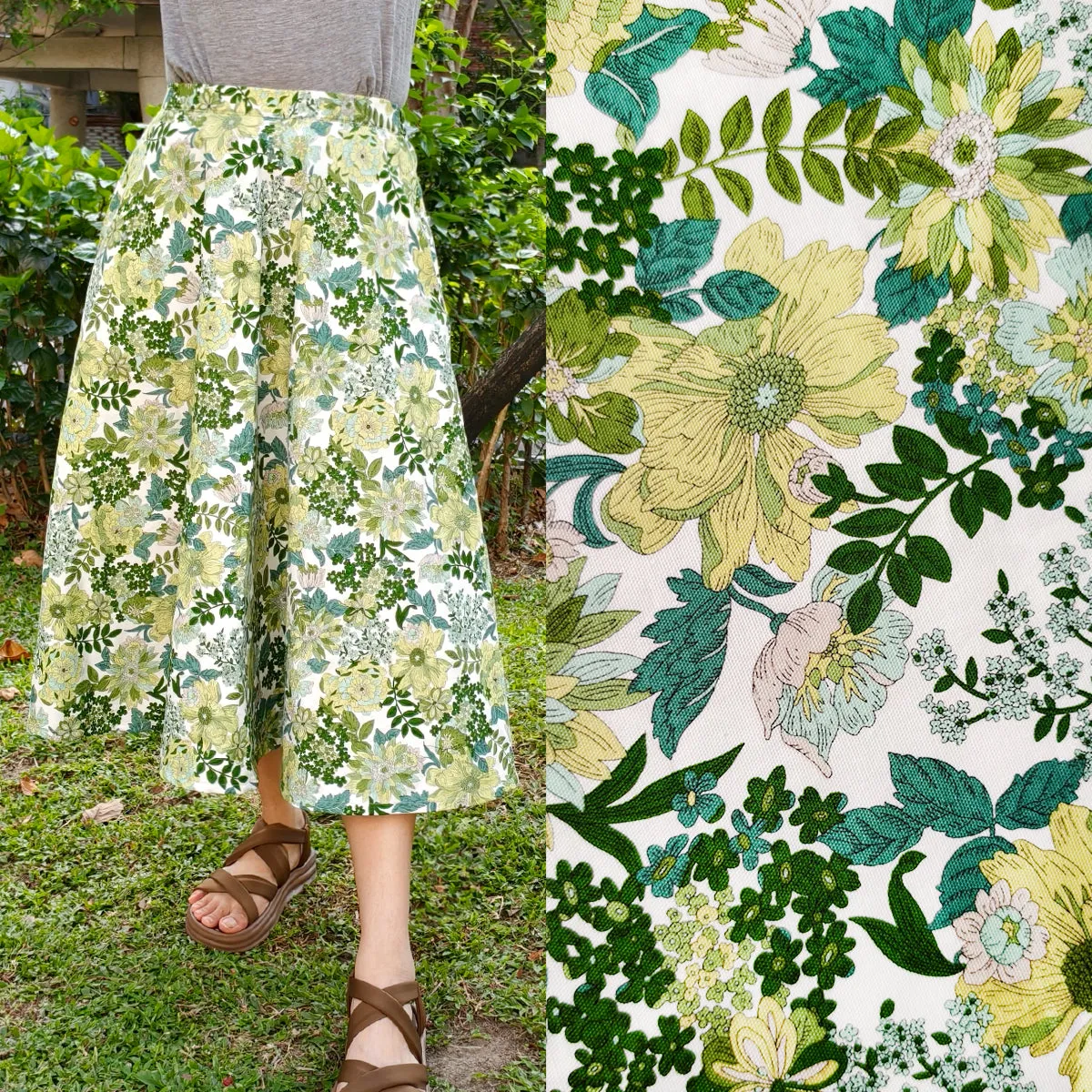 Spring Green-Handmade Circle Skirt