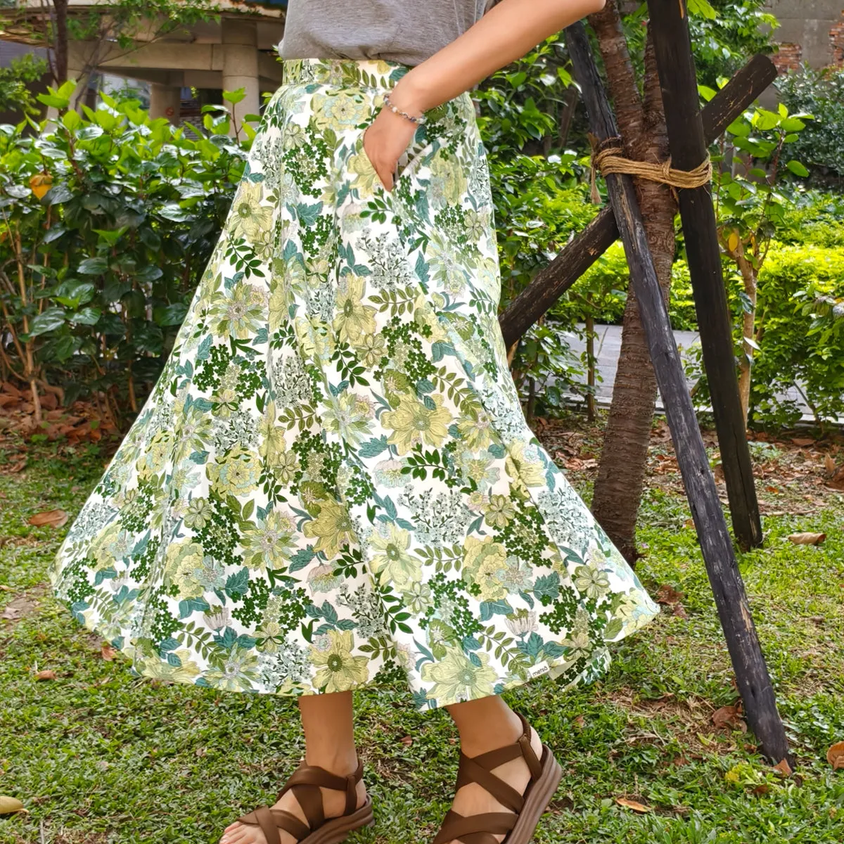 Spring Green-Handmade Circle Skirt