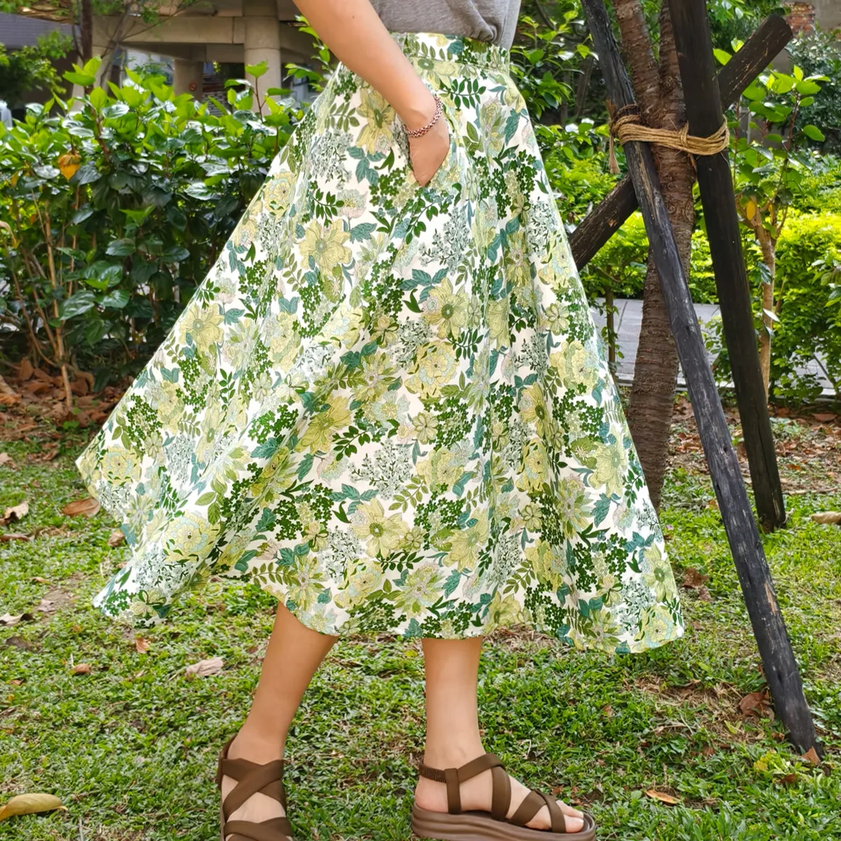 Spring Green-Handmade Circle Skirt