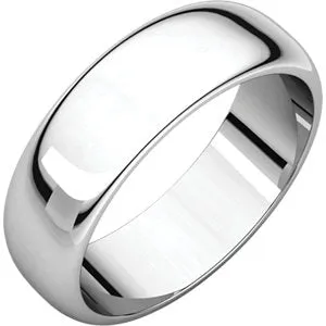 Sterling Silver 6 mm Half Round Band Size 9.5