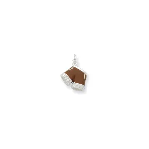 Sterling Silver CZ Brown Enameled Polished Shorts Charm