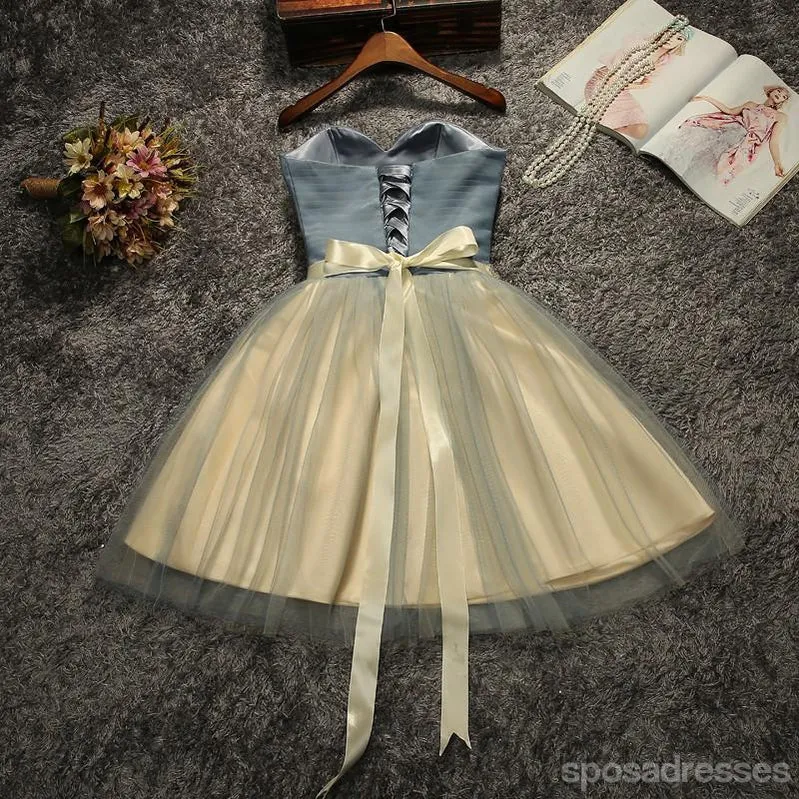 Strapless Beaded Belt Two colors Skirt Homecoming Prom Dresses, Affordable Short Party Prom Sweet 16 Dresses, Perfect Homecoming Cocktail Dresses, CM566