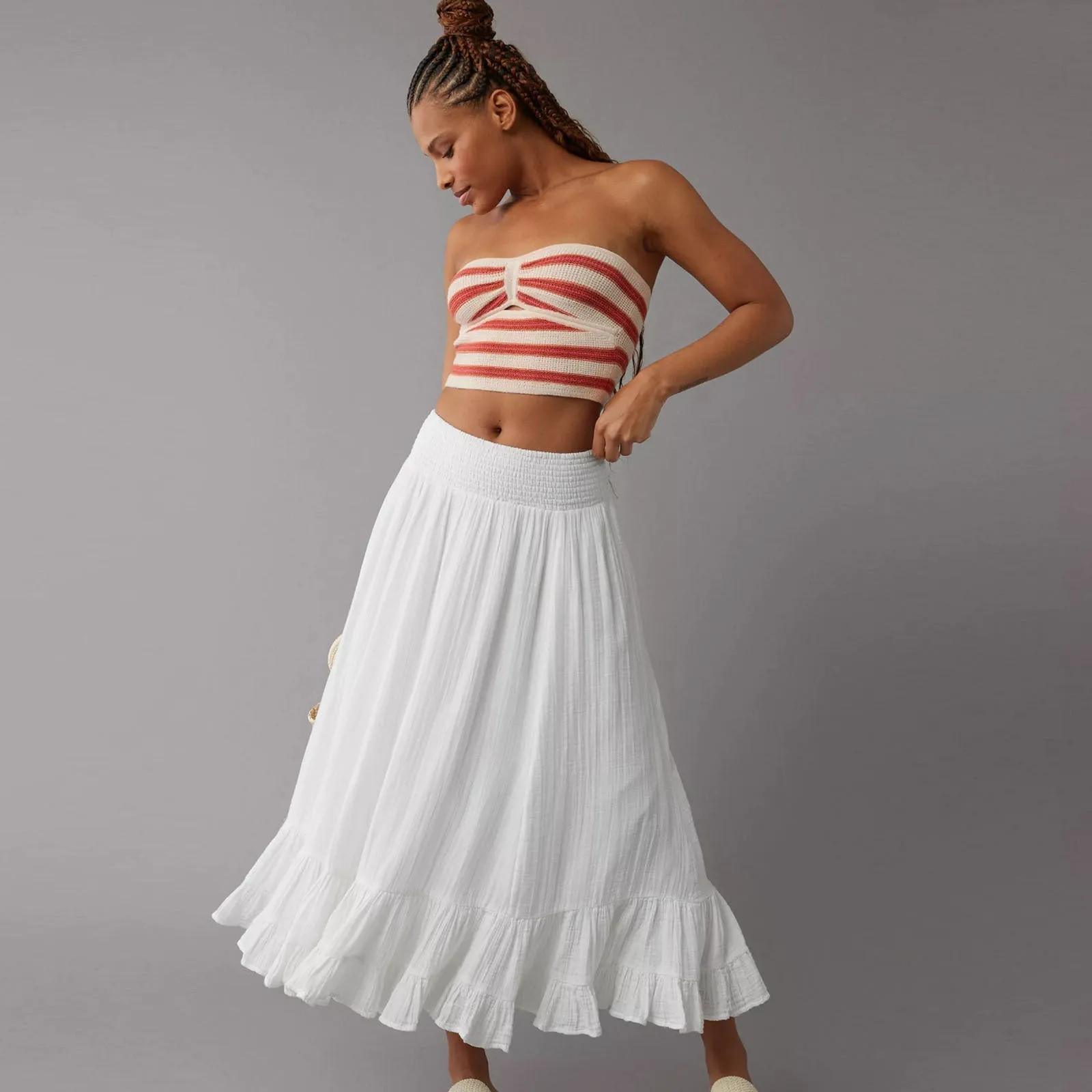 Striped Strapless Knit Bandeau Top for Casual Chic Looks