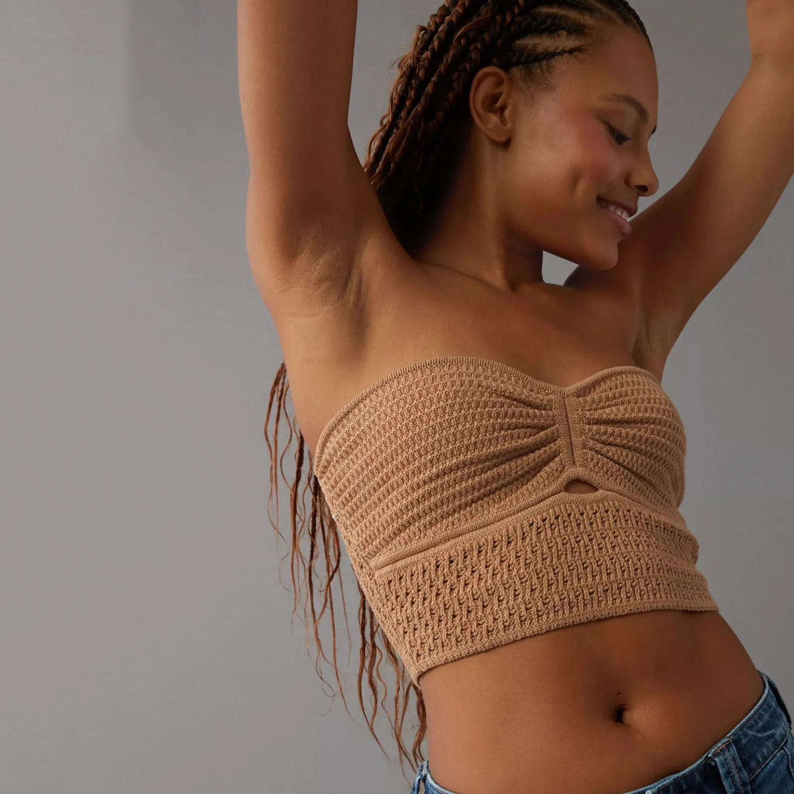Striped Strapless Knit Bandeau Top for Casual Chic Looks