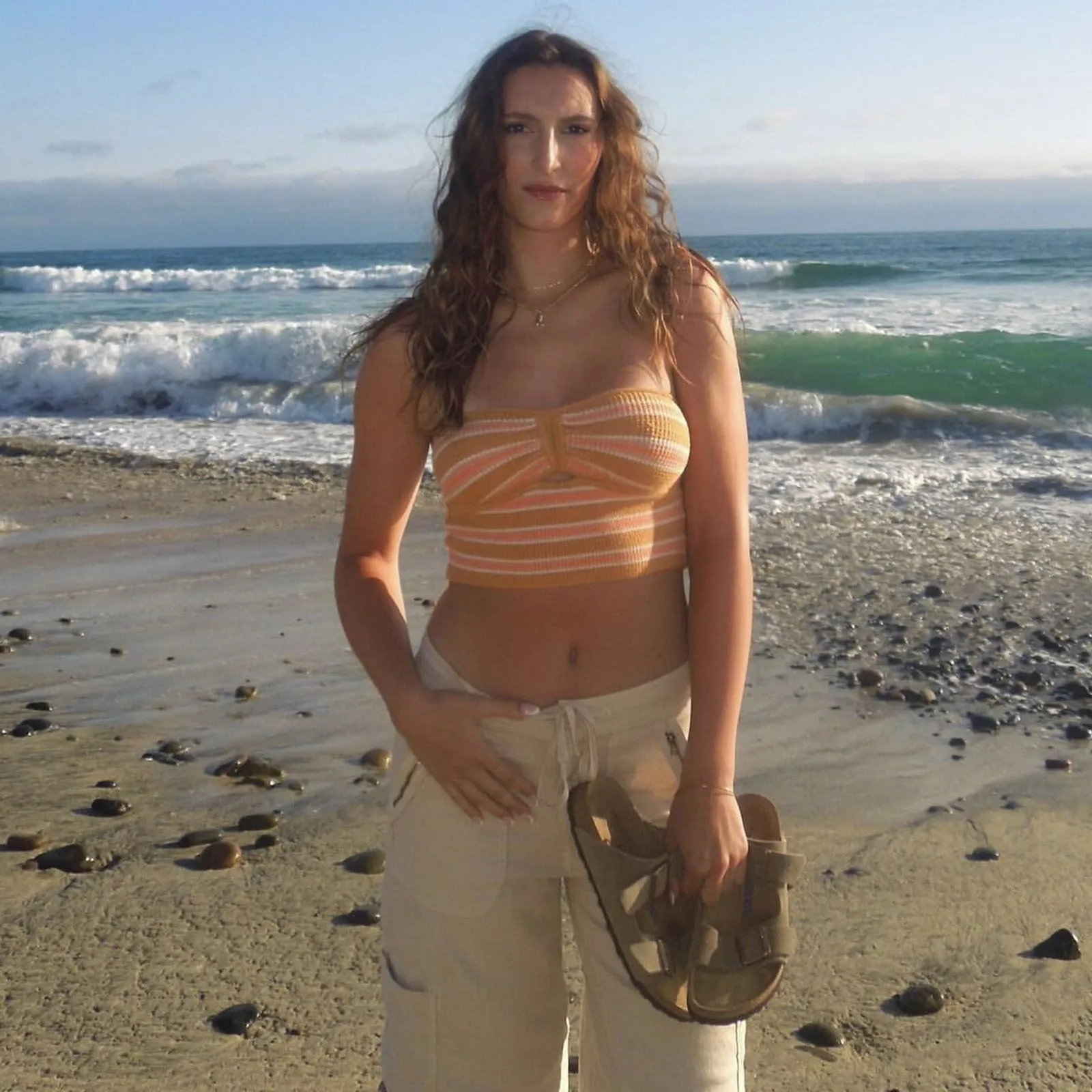 Striped Strapless Knit Bandeau Top for Casual Chic Looks