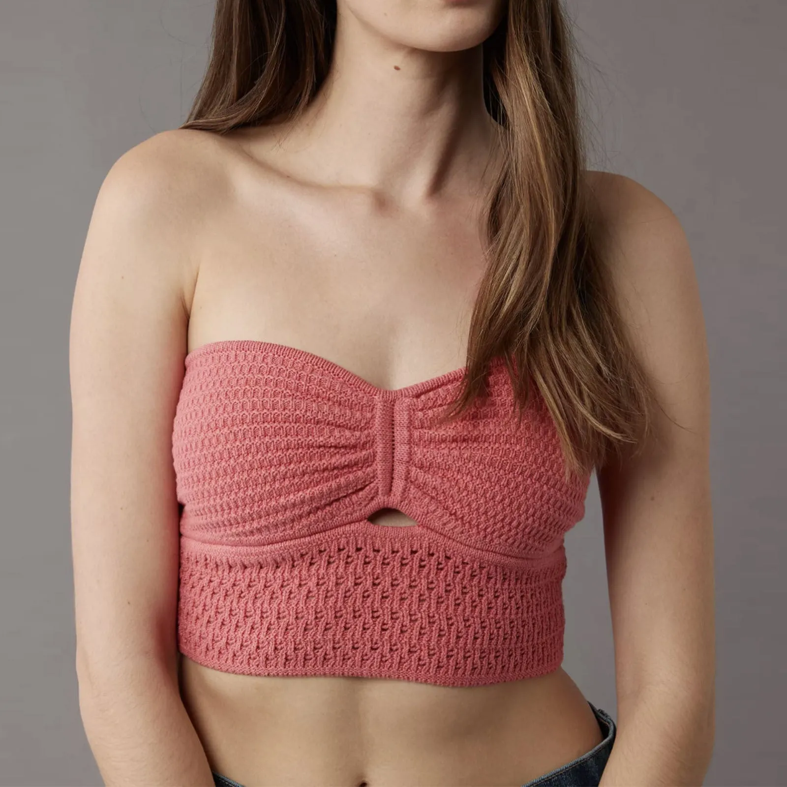 Striped Strapless Knit Bandeau Top for Casual Chic Looks