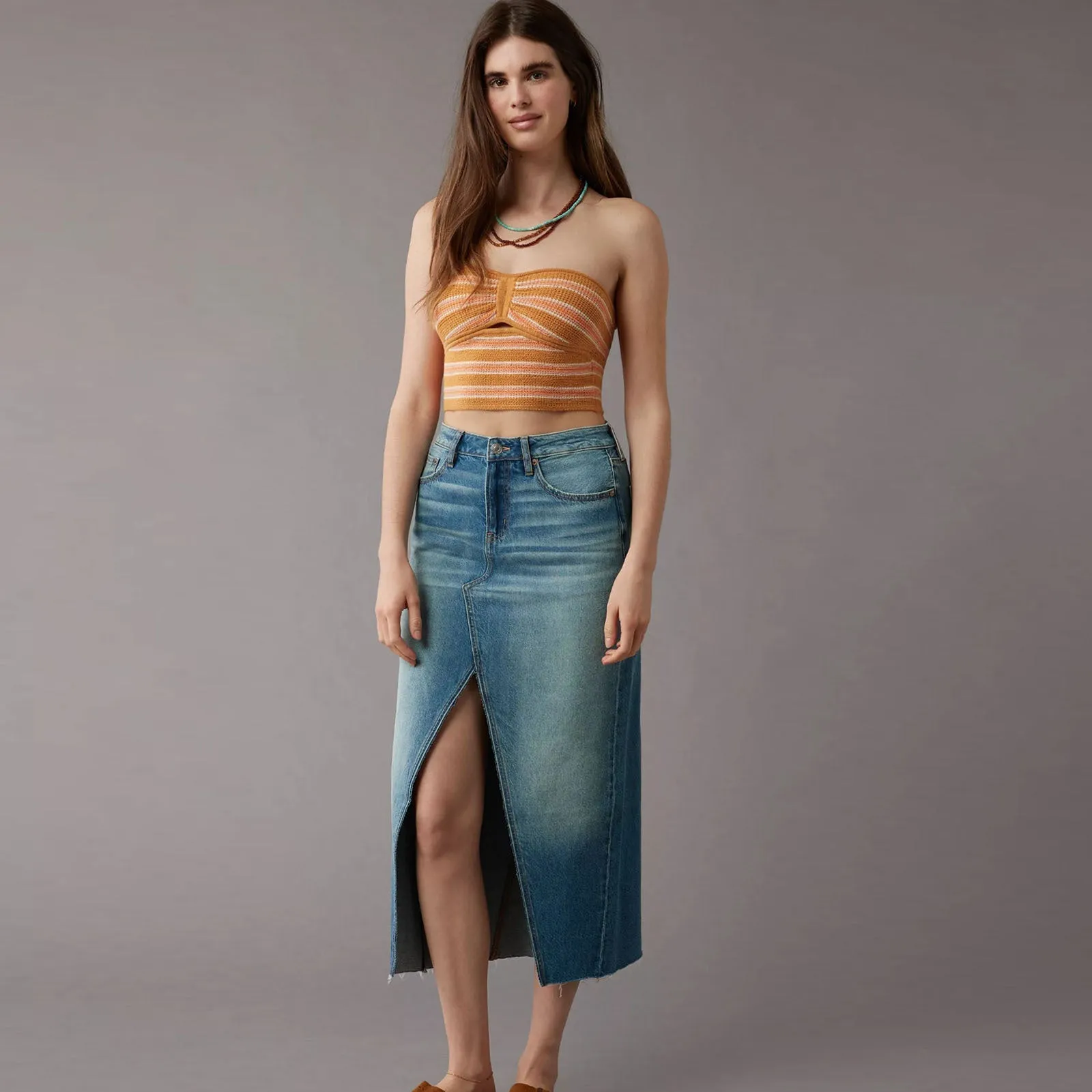 Striped Strapless Knit Bandeau Top for Casual Chic Looks