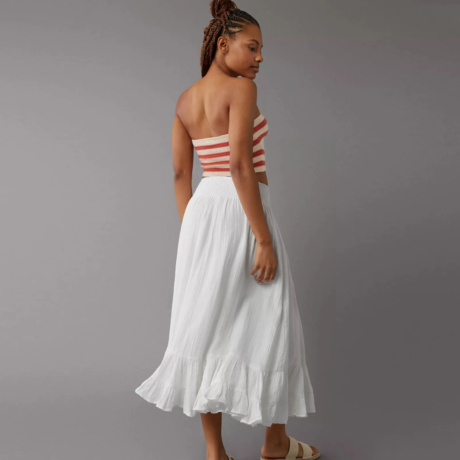 Striped Strapless Knit Bandeau Top for Casual Chic Looks