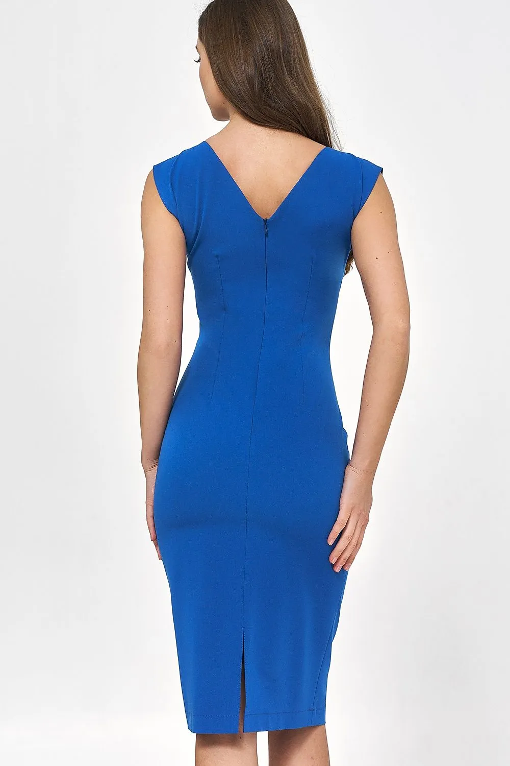 Structured V-Neck Fitted Dress