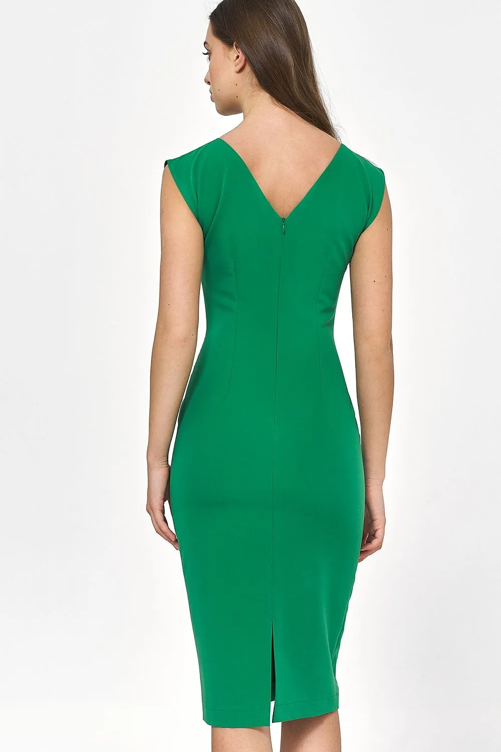 Structured V-Neck Fitted Dress