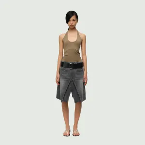 The Double Layer A-line Denim Skirt