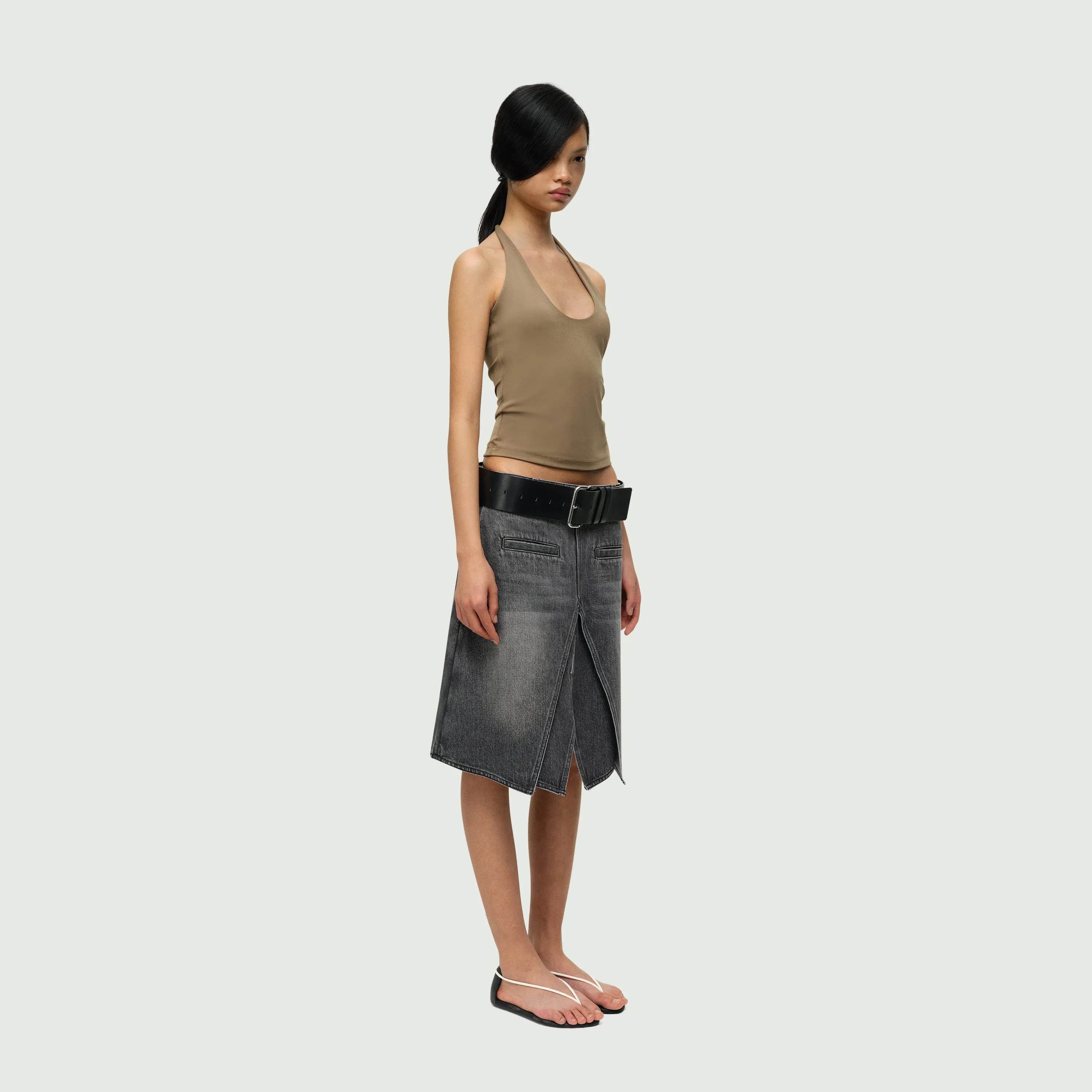 The Double Layer A-line Denim Skirt