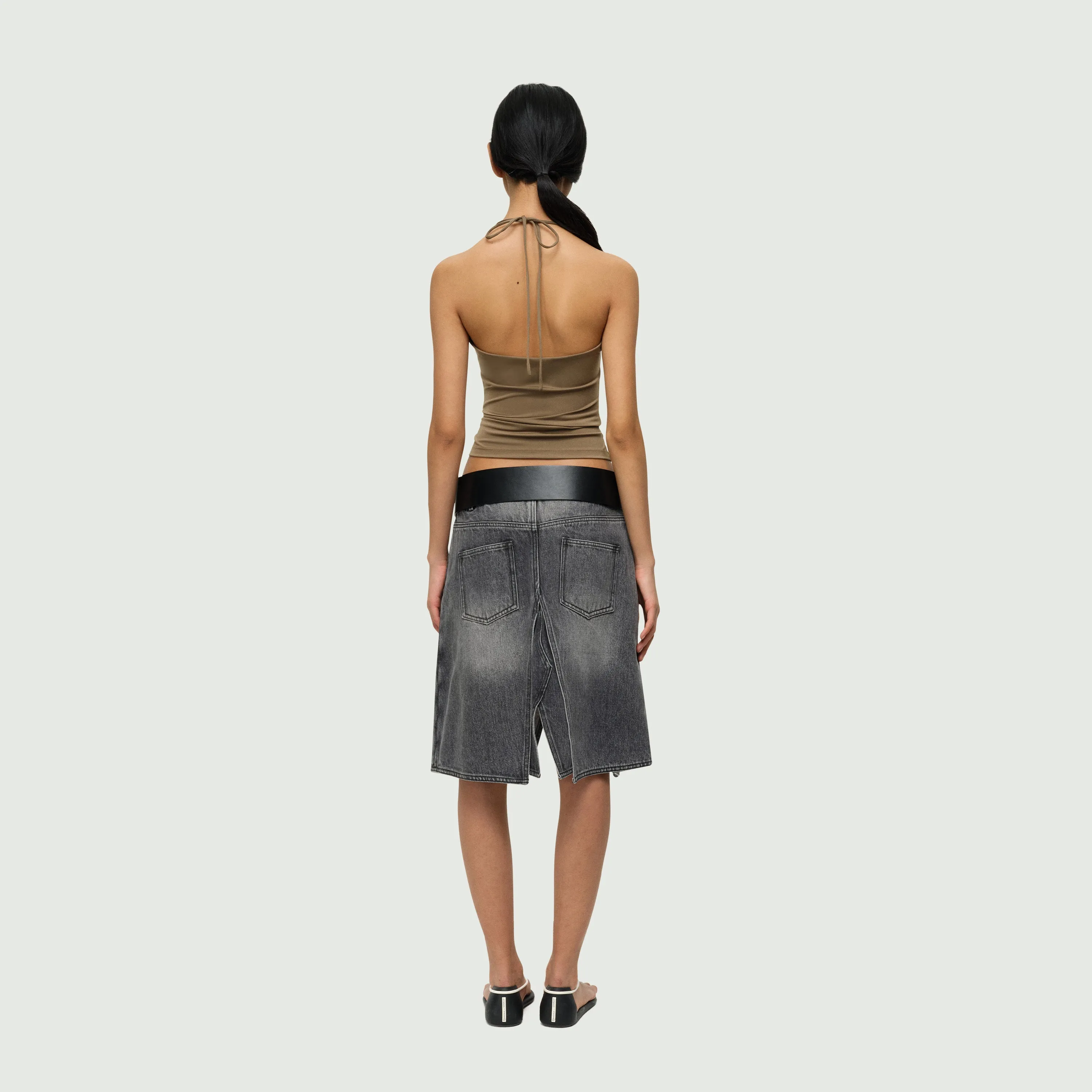The Double Layer A-line Denim Skirt