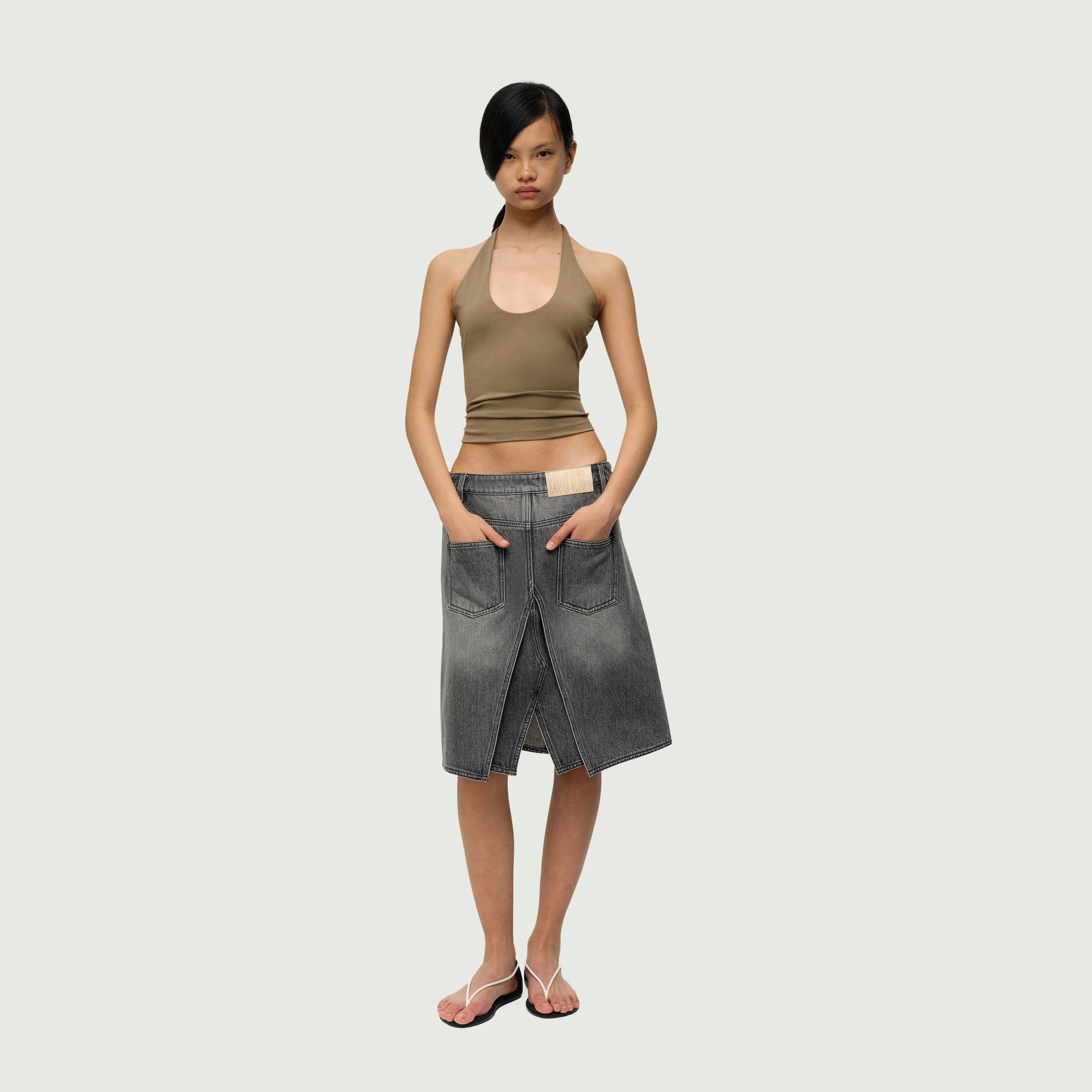 The Double Layer A-line Denim Skirt