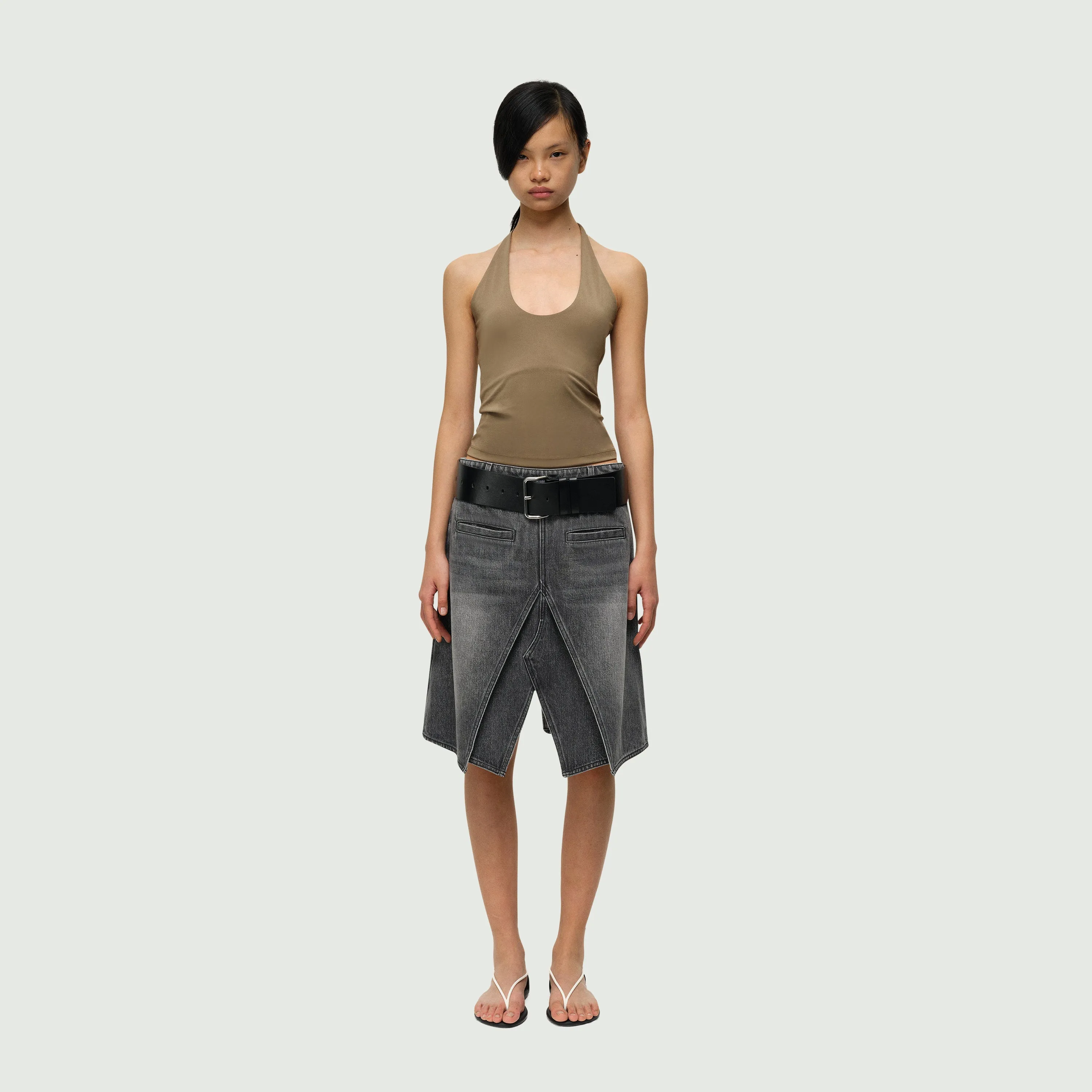 The Double Layer A-line Denim Skirt