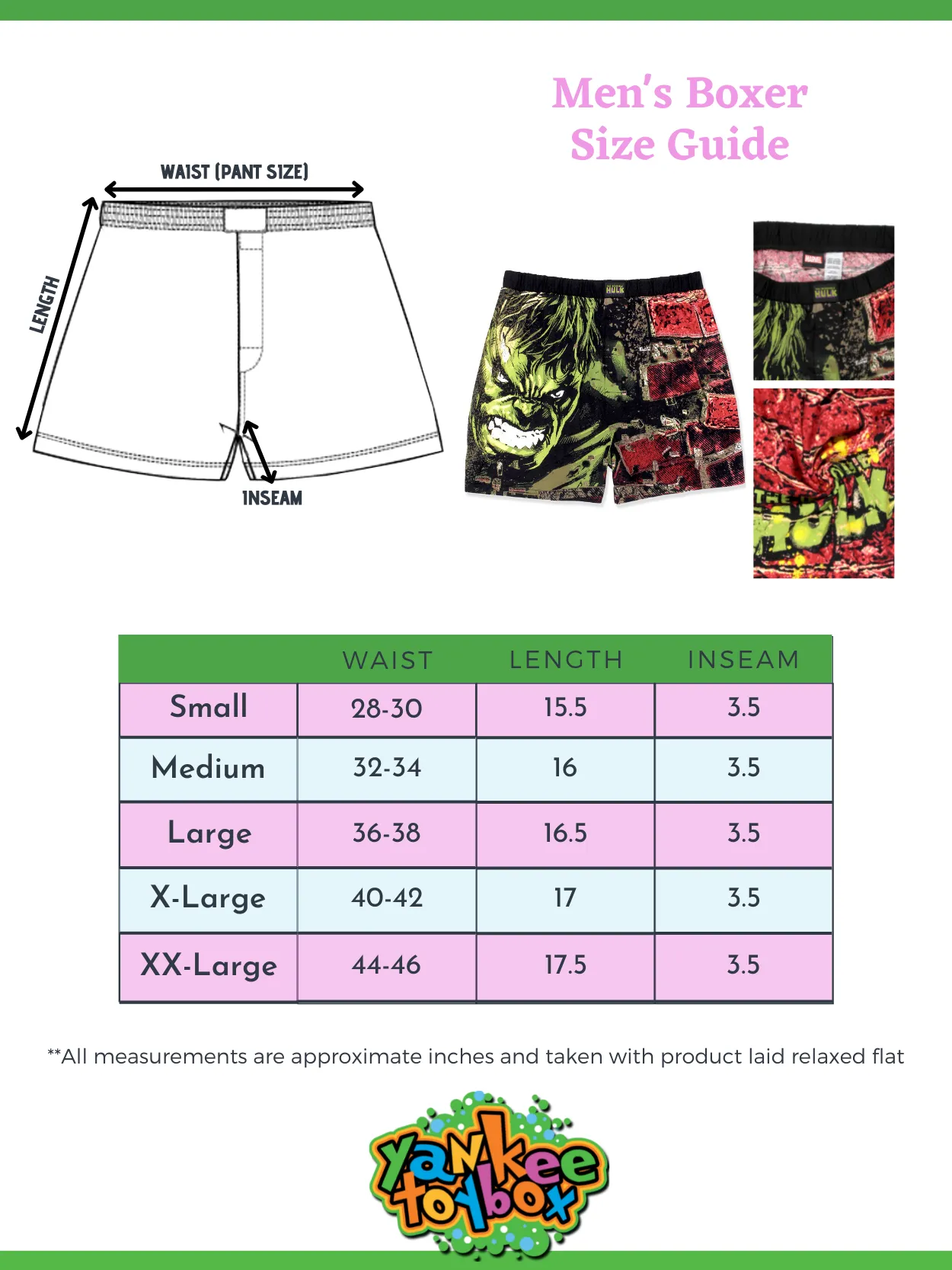 The Incredible Hulk Smash Brick Comic Style Boxer Shorts